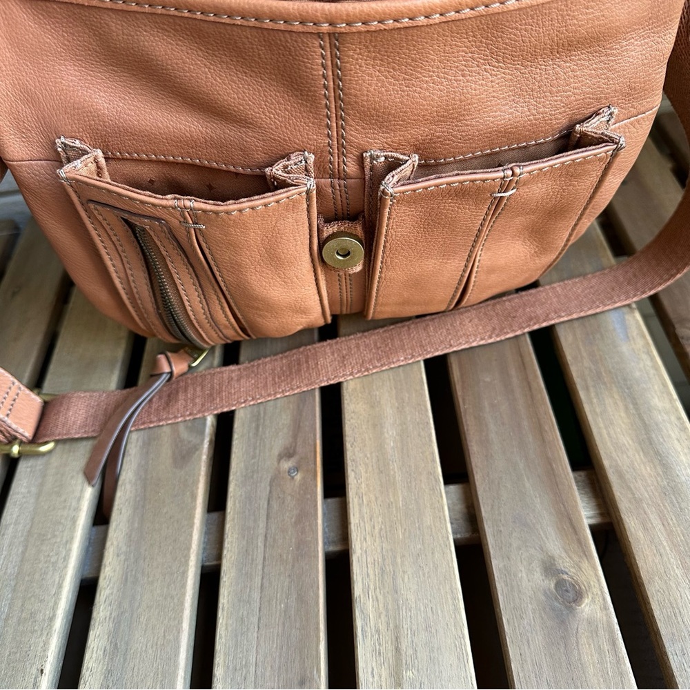 Fossil Morgan Traveler Brown Leather Crossbody Bag - Picture 16 of 16